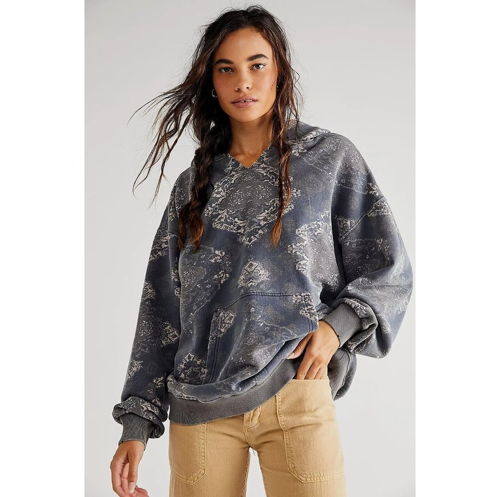 Free People We The Free It's A Vibe Print Hoodie Top Oversized Slouchy XS